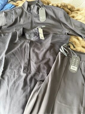 FIGS Women's Scrub Set in Charcoal Gray - Jacket, Top & Pants
